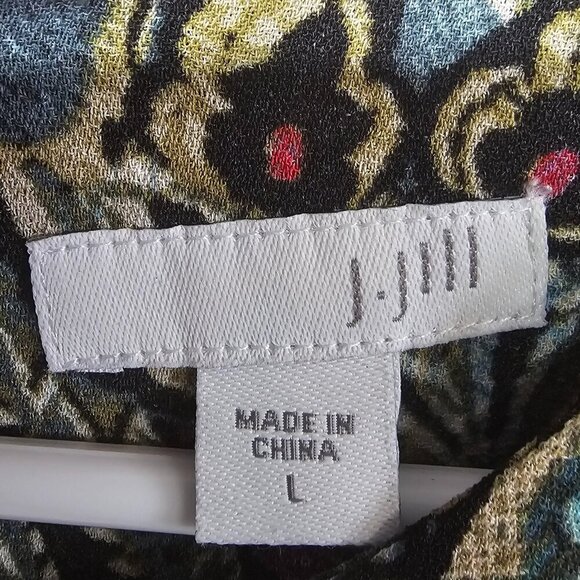 J. Jill Green Purple Paisley Boho Blouse Layered Retro Floral L - Picture 11 of 14